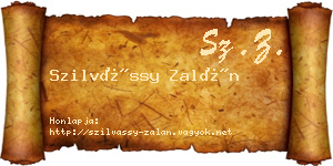 Szilvássy Zalán névjegykártya